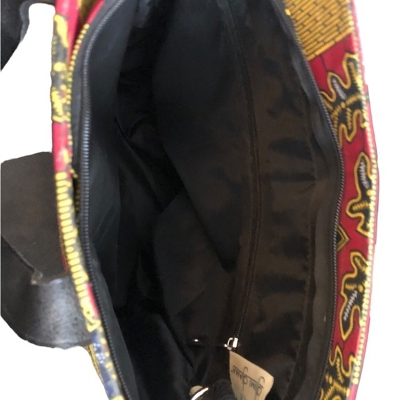 Vibrant Authentic West African Executive Handbag Large Double Leather Handcraft - Picture 9 of 9